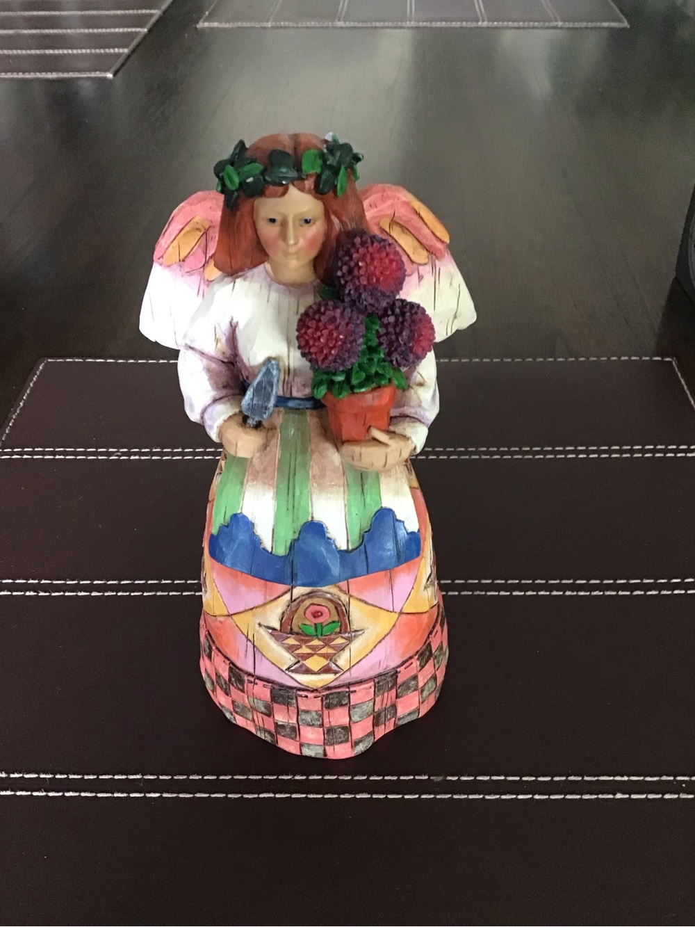 Jim Shore Hand-Painted Angel Sculpture in Pink, Green, Blue and Purple